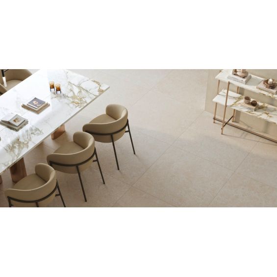 Carrelage sol effet Travertin Panarea ivoire90x90 cm
