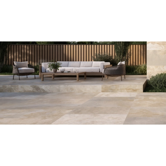Carrelage sol extérieur effet pierre de bali Krabi beige R11 30x60 cm