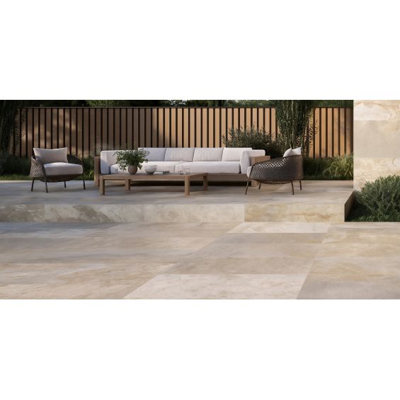 Carrelage sol extérieur effet pierre de bali Krabi beige R11 60x120 cm