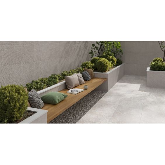 Carrelage sol extérieur effet pierretravertin Panarea perle R11 60x120 cm