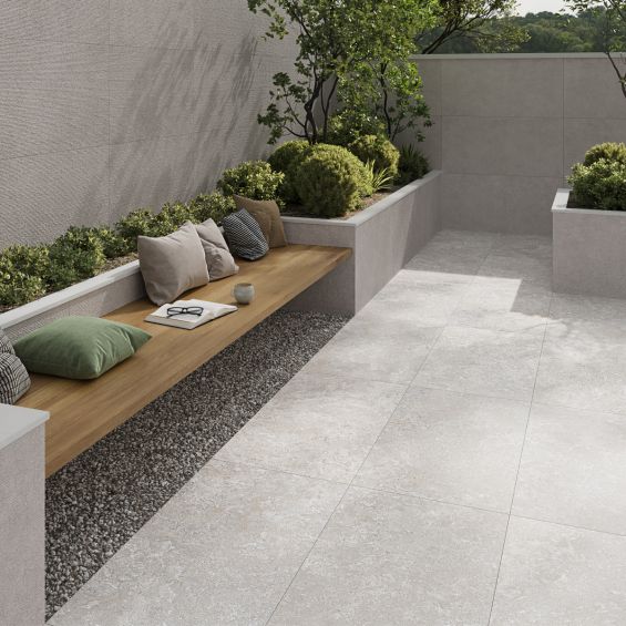 Carrelage sol extérieur effet pierretravertin Panarea perle R11 60x120 cm