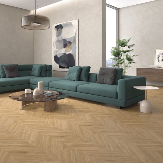 Carrelage sol imitation parquet Chevron miel60x120 cm