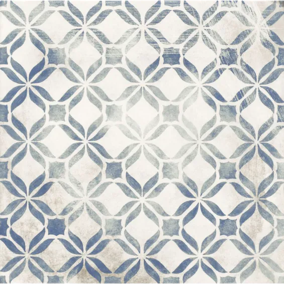 Dalle extérieur effet carreaux ciment Fragment bleu R11 14 mm 32,9x32,9 cm