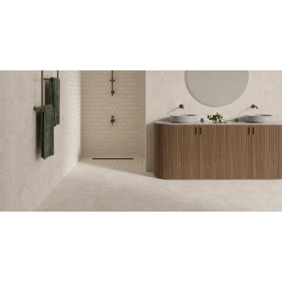 Carrelage sol effet Travertin Panarea sable 59,259,2 cm