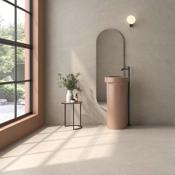 Carrelage sol effet pierre Kiyosumi Taupe 60x120 cm