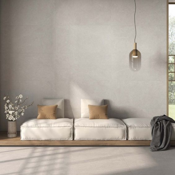 Carrelage sol extérieur effet pierre Kiyosumi Blanc grisé R11 60x60 cm