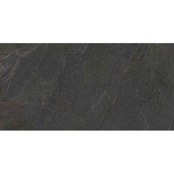 Carrelage sol effet pierre Lindos Noir 30x60 cm