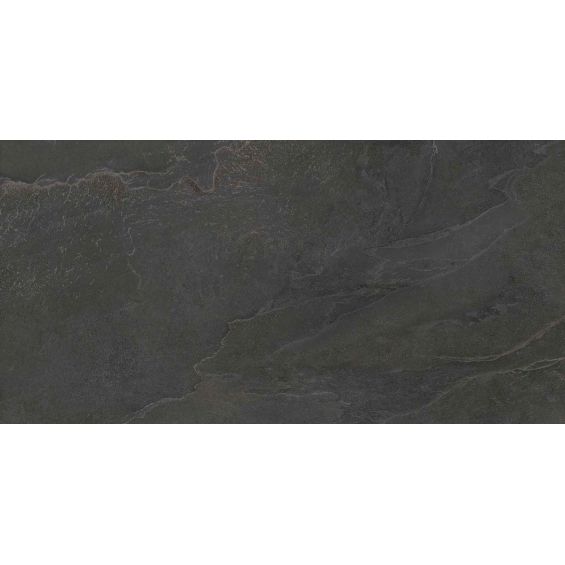 Carrelage sol effet pierre Lindos Noir 30x60 cm