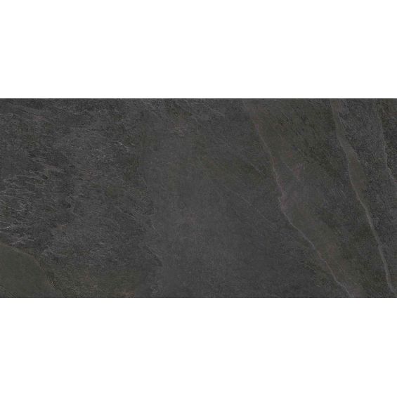 Carrelage sol effet pierre Lindos Noir 60x120 cm