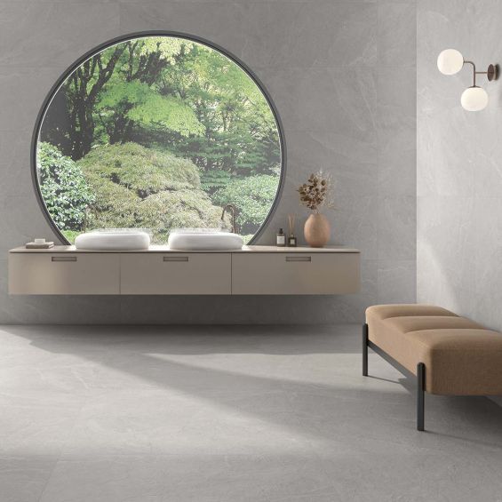 Carrelage sol effet pierre Lindos Gris 30x60 cm