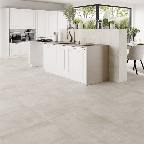 Carrelage sol effet béton Origine crème 60x60 cm