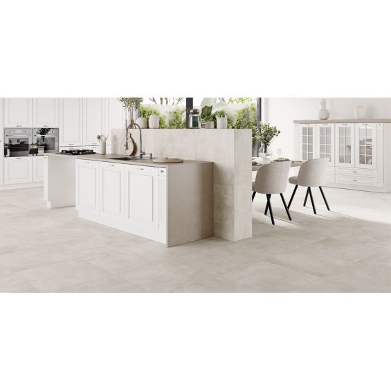 Carrelage sol effet béton Origine crème 60x60 cm