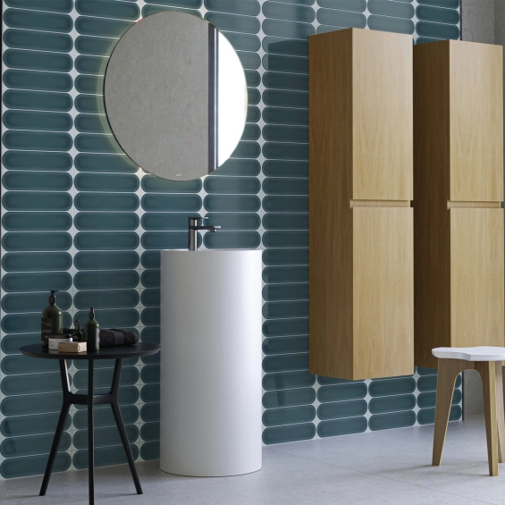 Carrelage mur effet zellige Agdal bleu de cobalt 7,5x30 cm