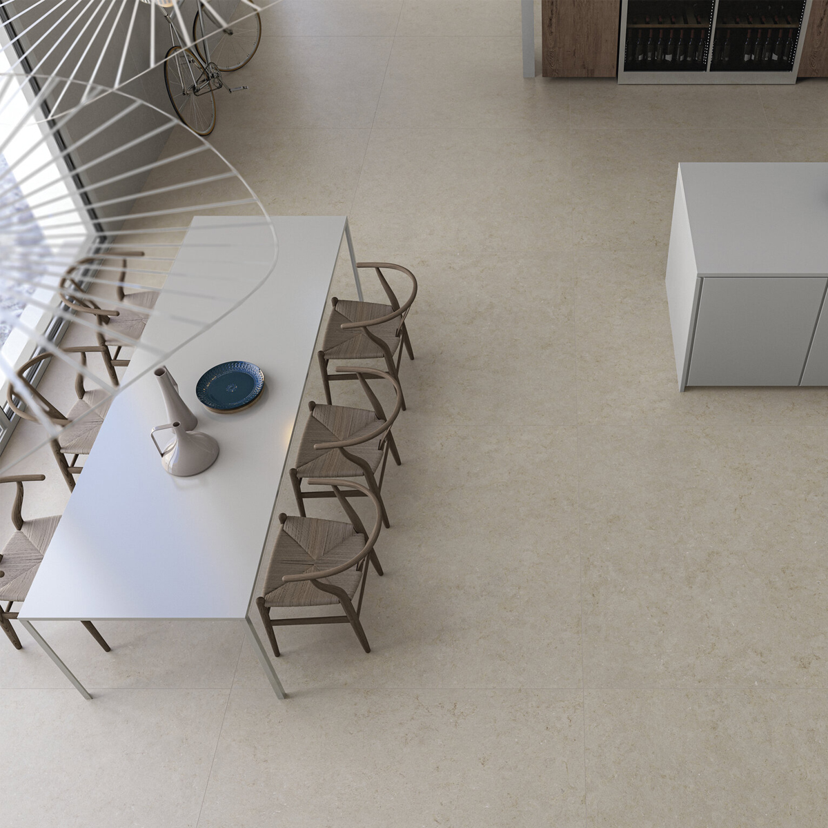 Pierre Sol Rond Carrelage sol effet pierre naturelle Ronda crème 120x120 cm - Réflex ...