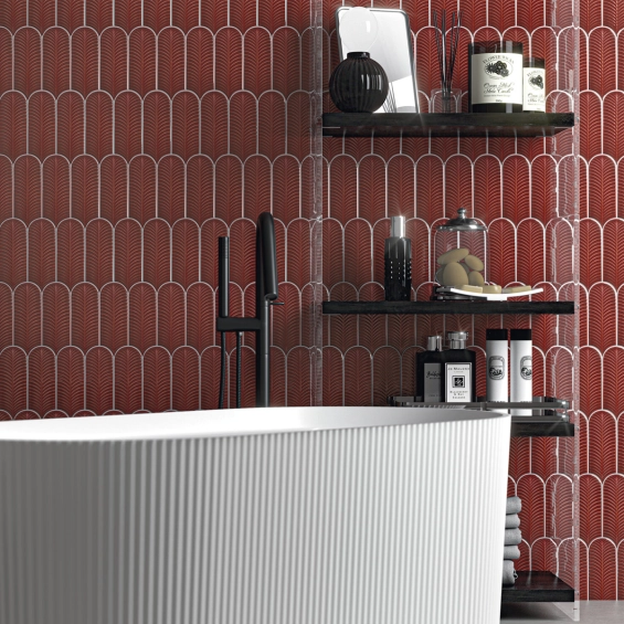 Carrelage mur effet Fleur Strelitzia rouge 8x21,5 cm