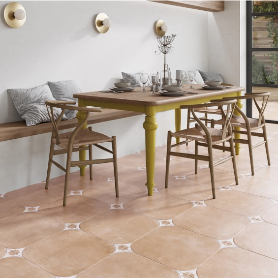 Carrelage sol traditionnel Baratti rosé 44x44 cm