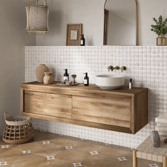 Carrelage mur Baratti décor beige glacé31x56 cm