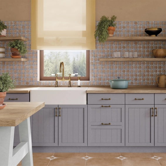 Carrelage mur Baratti décor rosé bleuté31x56 cm
