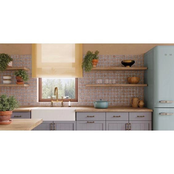 Carrelage mur Baratti décor rosé bleuté31x56 cm