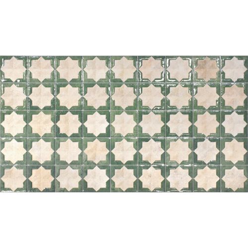  Carrelage mur Baratti décor beige émeraude 31x56 cm