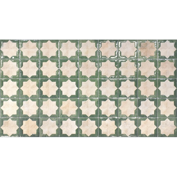  Carrelage mur Baratti décor beige émeraude 31x56 cm