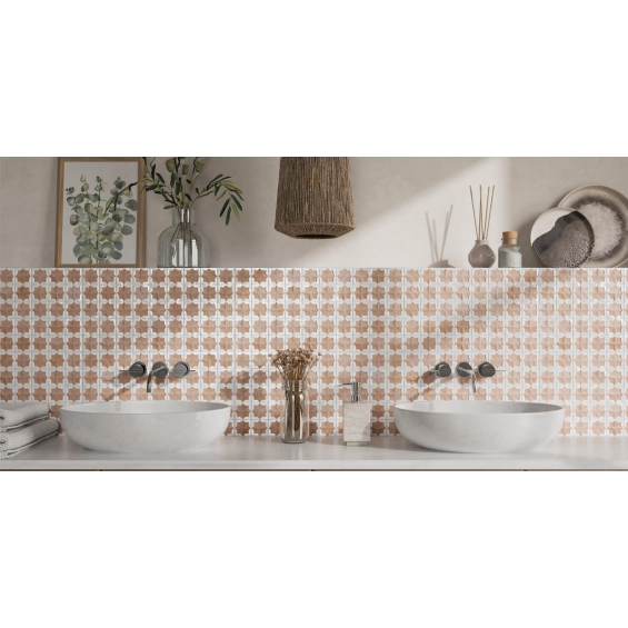 Carrelage mur Baratti décor rosé glacé31x56 cm