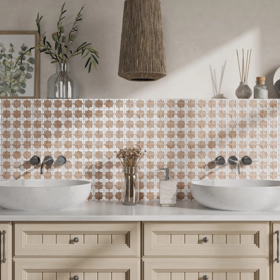 Carrelage mur Baratti décor rosé glacé31x56 cm