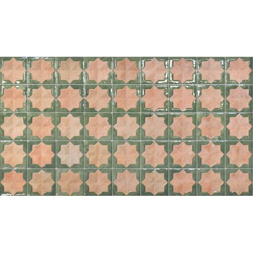 Carrelage mur Baratti décor rosé émeraude31x56 cm