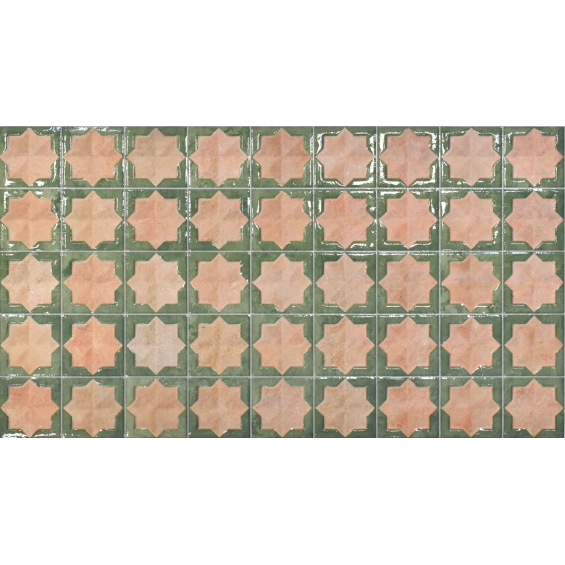Carrelage mur Baratti décor rosé émeraude31x56 cm