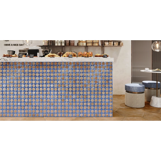 Carrelage mur Baratti décor terre bleu de cobalt31x56 cm