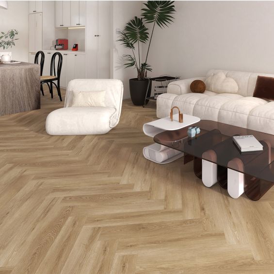 Lames PVC 5.5mm à clipser Bâtons rompus Beige 12,2x62,5 cm