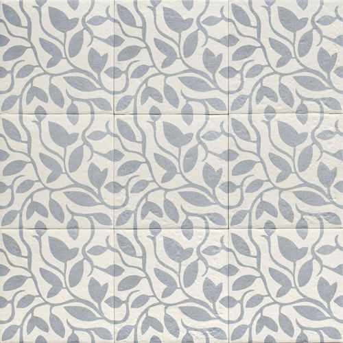  Carrelage sol effet carreaux de ciment Dalí décor bleu feuille 20x20 cm