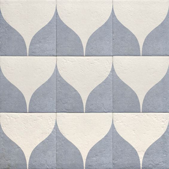 Carrelage sol effet carreaux de ciment Dalí décor bleu goutte 20x20 cm