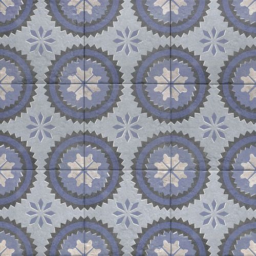 Carrelage sol effet carreaux de ciment Dalí décor bleu prairie 20x20 cm