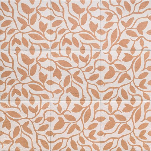 Carrelage sol effet carreaux de ciment Dalí décor terre feuille 20x20 cm