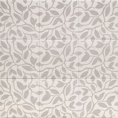 Carrelage sol effet carreaux de ciment Dalí décor gris feuille 20x20 cm