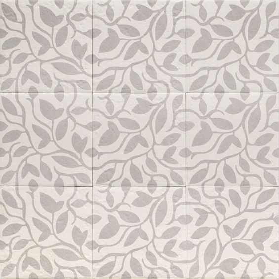 Carrelage sol effet carreaux de ciment Dalí décor gris feuille 20x20 cm