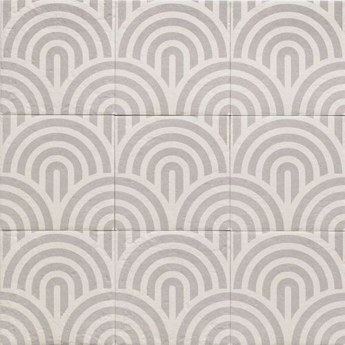 Carrelage sol effet carreaux de ciment Dalí décor grisarc de cercle 20x20 cm