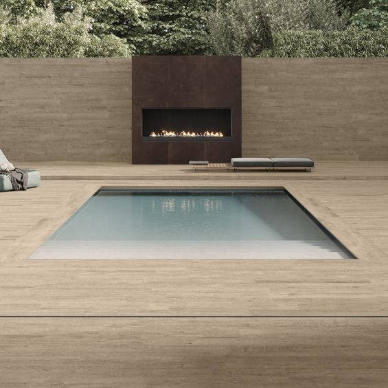 Dalle extérieur effet boisSuar 2.0 naturel R11 40x120 cm