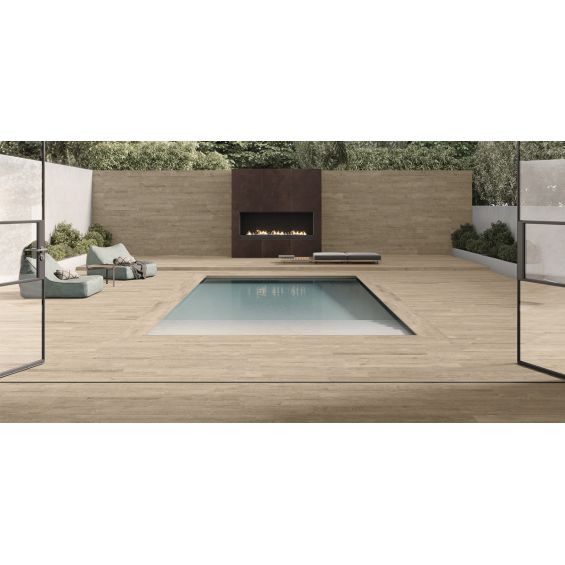 Dalle extérieur effet boisSuar 2.0 naturel R11 40x120 cm