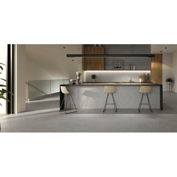 Dalles PVC 6mm à clipser Tiles Pierre gris clair 60x120 cm