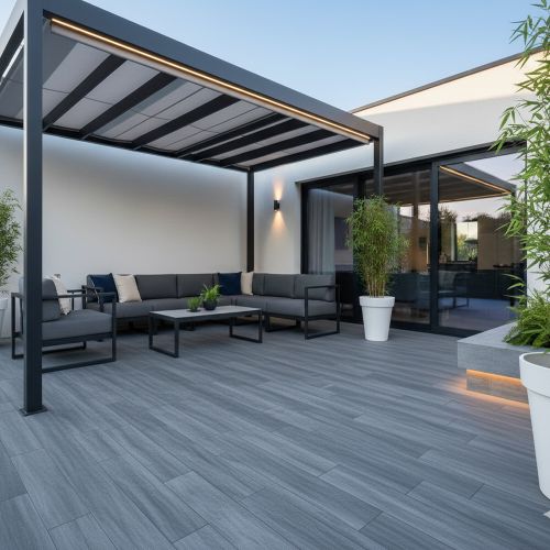 Lot de 28.5 m2 Carrelage sol extérieur effet bois Amazonia anthracite R11 2280 cm