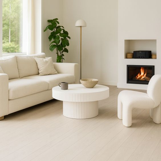 Lames PVC 5.5mm à clipser World Ivoire 18x122 cm