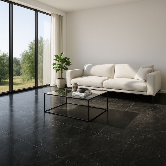 Dalles PVC 6mm à clipser Tiles marbre noir 60x120 cm
