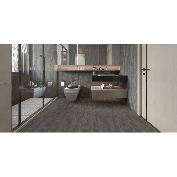 Dalles PVC 5.5mm à clipser Marbre noir 46x92 cm