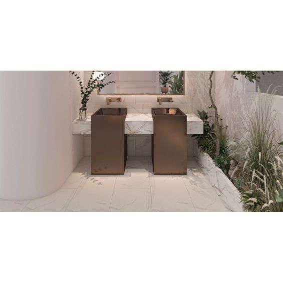 Dalles PVC 5.5mm à clipser Marbre blanc 46x92 cm