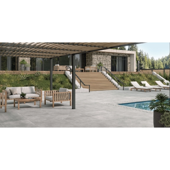 Carrelage sol extérieur effet pierre Natura grey R11 6060 cm