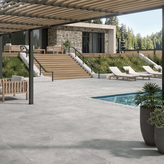 Carrelage sol extérieur effet pierre Natura grey R11 6060 cm