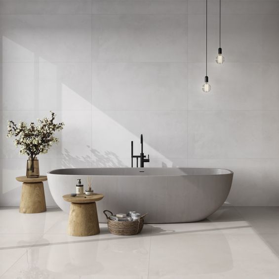 Carrelage sol et mur poli effet marbre Shilla blanc 60x120 cm