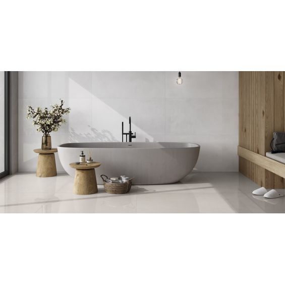 Carrelage sol et mur poli effet marbre Shilla blanc 60x120 cm